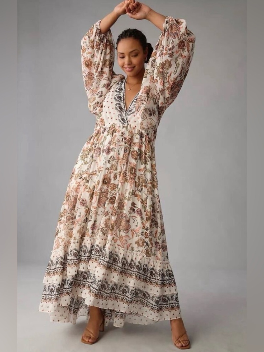 EUC Anthropologie Boho Floral Maxi Dress (XL)